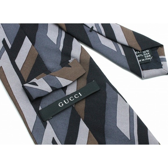 Gucci Geometric Silk Tie Navy Blue Multicolor - Picture 5 of 7
